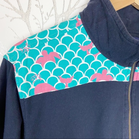 SIMPLY SOUTHERN Navy Blue Quarter Zip Contrast Fish Scale Elbow Patch Pullover - Picture 8 of 12